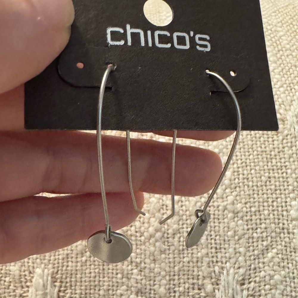 0256-Chico's Sleek Silver Drop Earrings